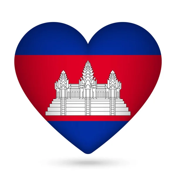 Σημαία Καμπότζης Σχήμα Καρδιάς Εικονογράφηση Διανύσματος — Διανυσματικό Αρχείο