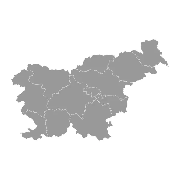 Slovenië Grijze Kaart Met Regio Vectorillustratie — Stockvector