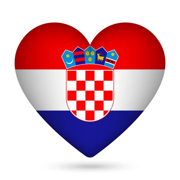 ハート型のクロアチア国旗 ベクターイラスト — ストックベクタ