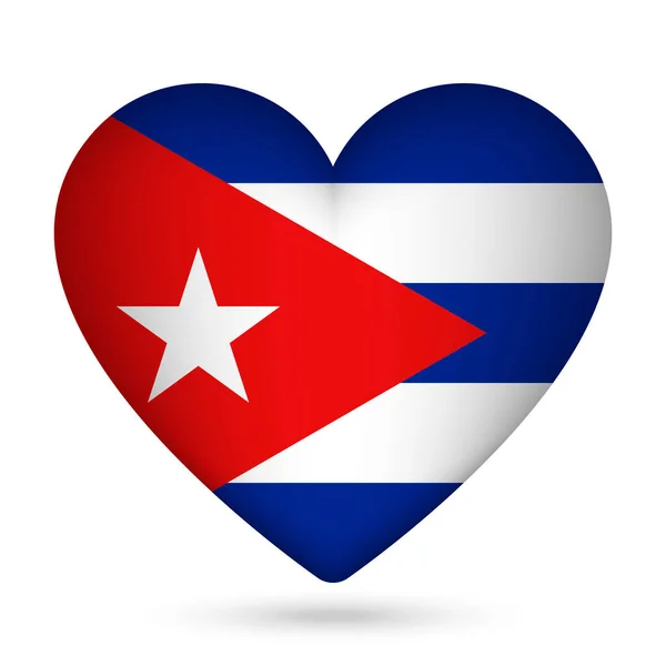 Bandiera Cuba Forma Cuore Illustrazione Vettoriale — Vettoriale Stock