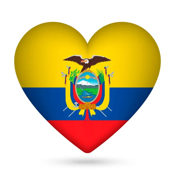 Bandeira Equador Forma Coração Ilustração Vetorial — Vetor de Stock