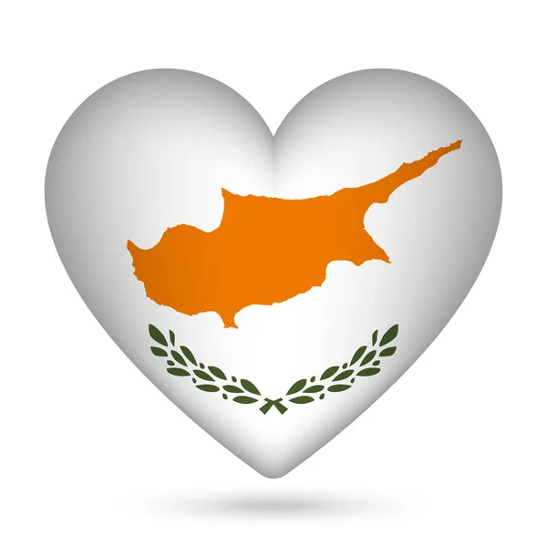 Σημαία Κύπρου Σχήμα Καρδιάς Εικονογράφηση Διανύσματος — Διανυσματικό Αρχείο