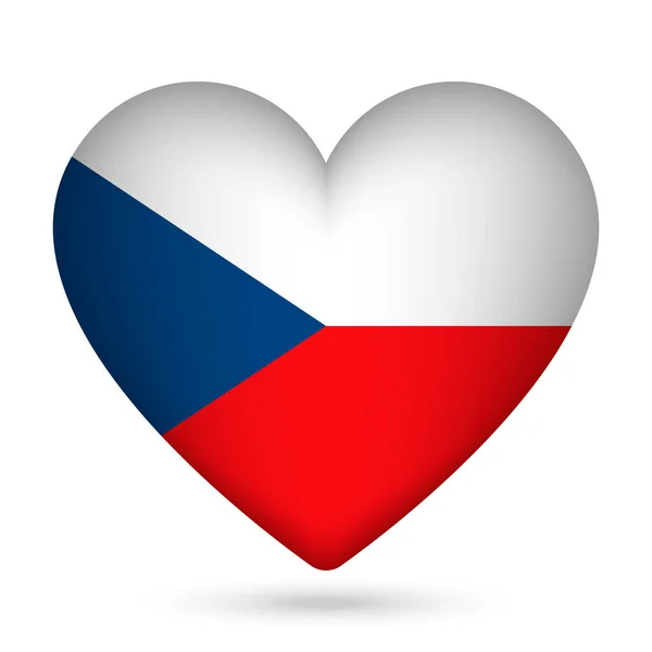 Bandeira República Checa Forma Coração Ilustração Vetorial — Vetor de Stock