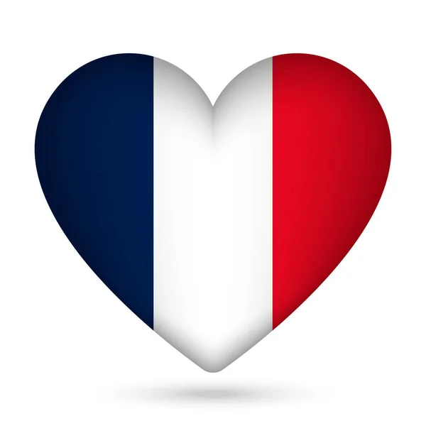 Francia Bandiera Forma Cuore Illustrazione Vettoriale — Vettoriale Stock