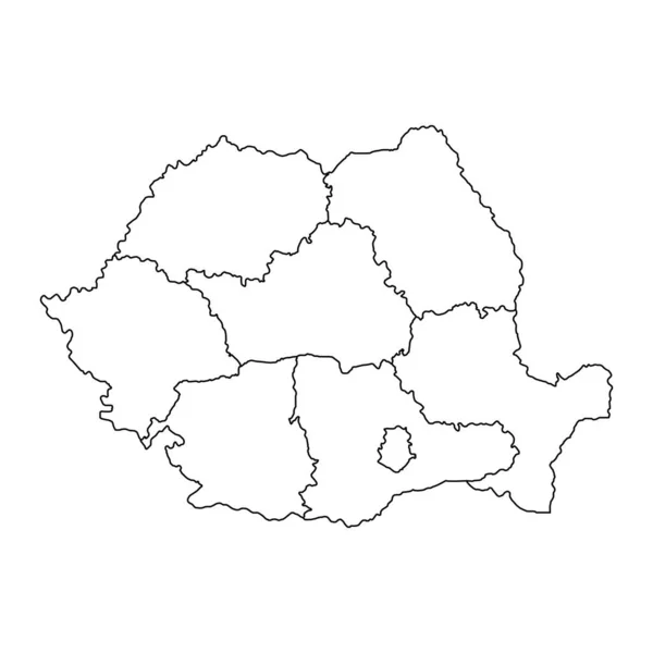 Rumänien Karte Mit Regionen Vektorillustration — Stockvektor
