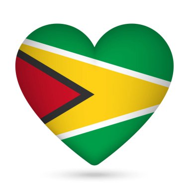 Kalp şeklinde Guyana bayrağı. Vektör illüstrasyonu.