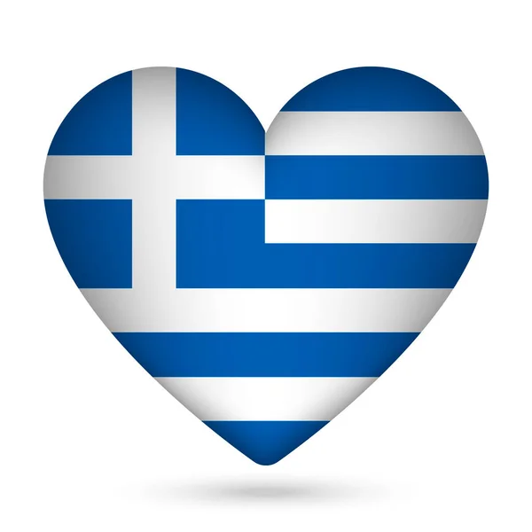 Σημαία Ελλάδας Σχήμα Καρδιάς Εικονογράφηση Διανύσματος — Διανυσματικό Αρχείο
