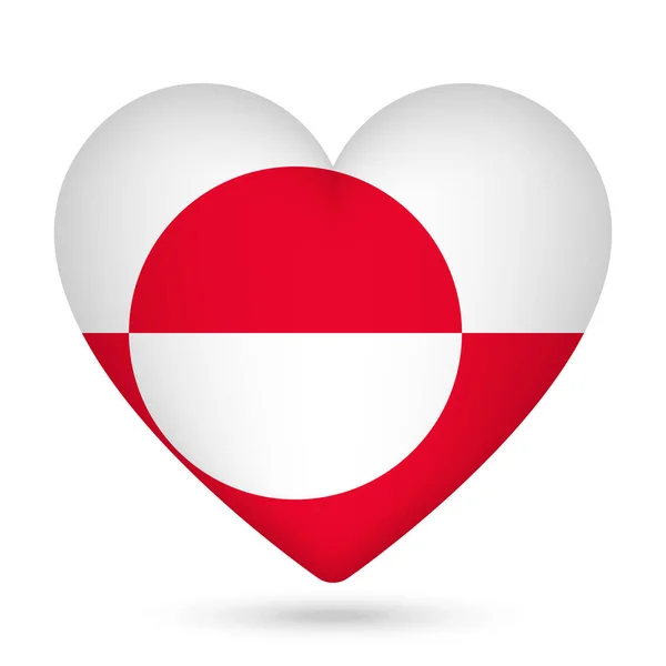Grönland Bayrağı Kalp Şeklinde Vektör Illüstrasyonu — Stok Vektör