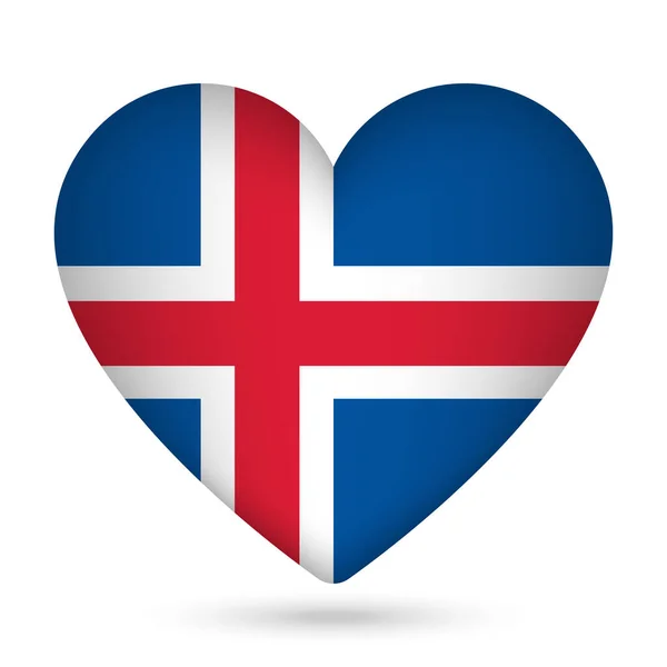 Iceland Flag Heart Shape Vector Illustration — Stock Vector
