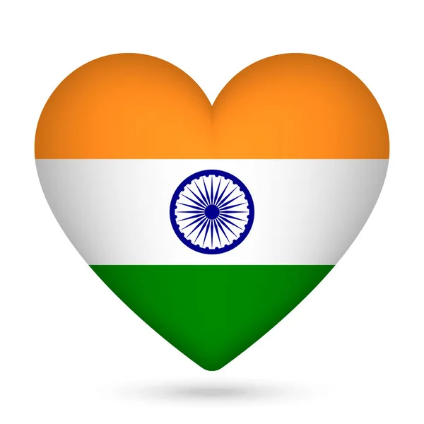 Bandiera India Forma Cuore Illustrazione Vettoriale — Vettoriale Stock