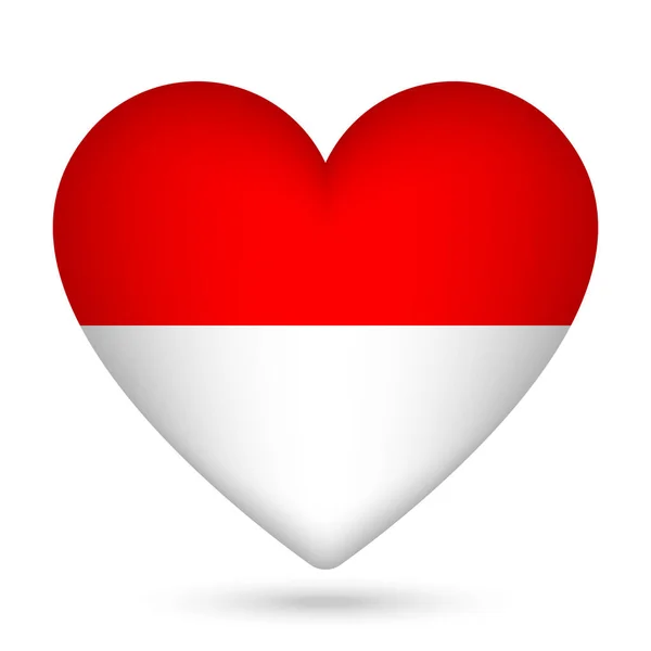 Флаг Индонезии Форме Сердца Векторная Иллюстрация — стоковый вектор