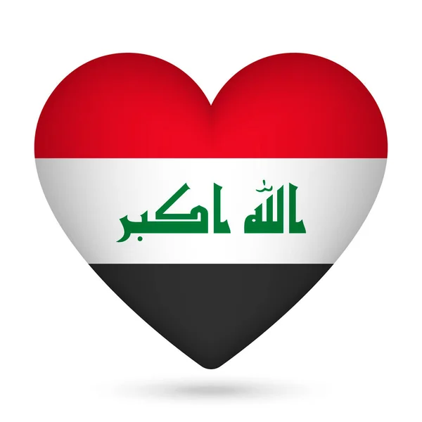 Bandiera Iraq Forma Cuore Illustrazione Vettoriale — Vettoriale Stock