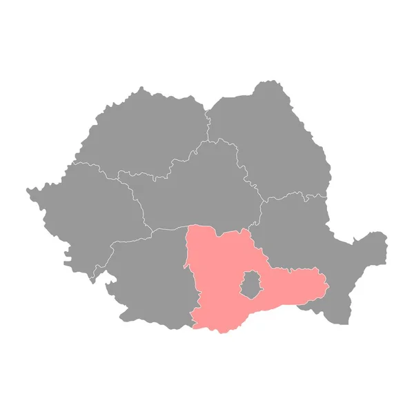 Mapa Región Desarrollo Sud Muntenia Región Rumania Ilustración Vectorial — Archivo Imágenes Vectoriales