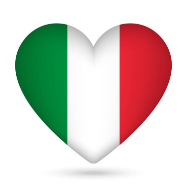 Kalp şeklinde İtalya bayrağı. Vektör illüstrasyonu.