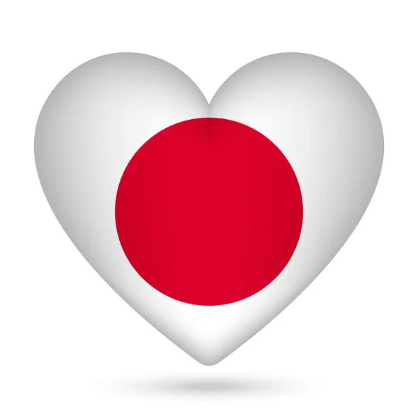 Japan Flag Heart Shape Vector Illustration — Stock Vector