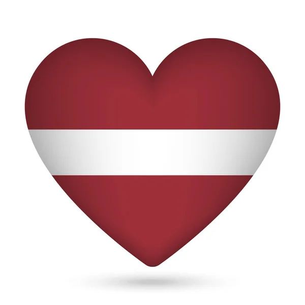 Letonya Bayrağı Kalp Şeklinde Vektör Illüstrasyonu — Stok Vektör