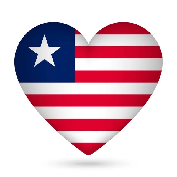 Liberia Flagge Herzform Vektorillustration — Stockvektor