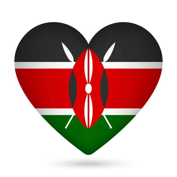 stock vector Kenya flag in heart shape. Vector illustration.