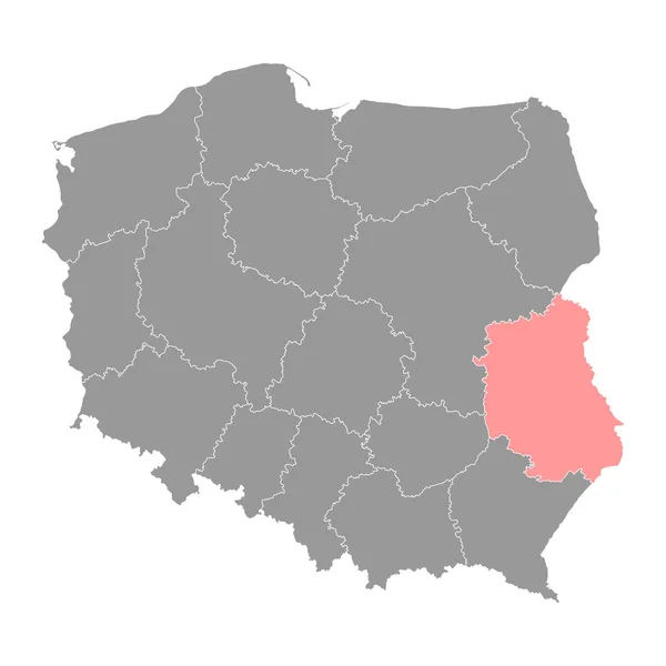 Lublin Voivodeship Map Provincie Polsko Vektorová Ilustrace — Stockový vektor