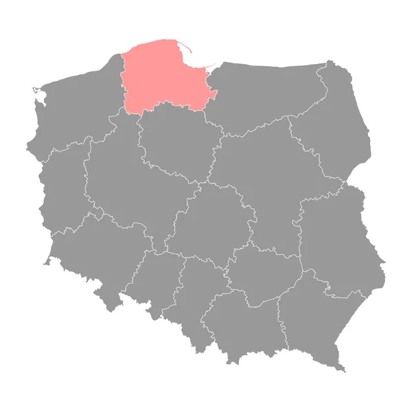 Mappa Del Voivodato Pomerania Provincia Polonia Illustrazione Vettoriale — Vettoriale Stock