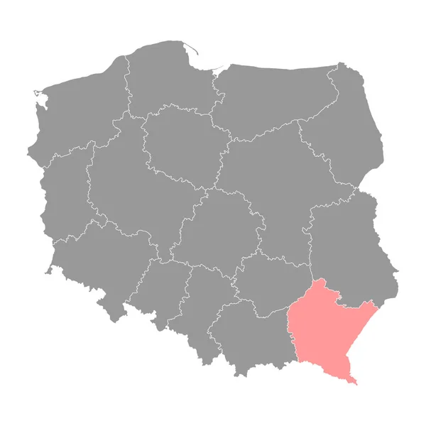 Subkarpaten Woiwodschap Kaart Provincie Polen Vectorillustratie — Stockvector