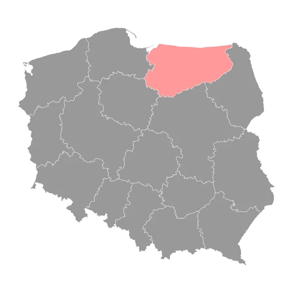 Carte Voïvodie Mazurie Province Pologne Illustration Vectorielle — Image vectorielle
