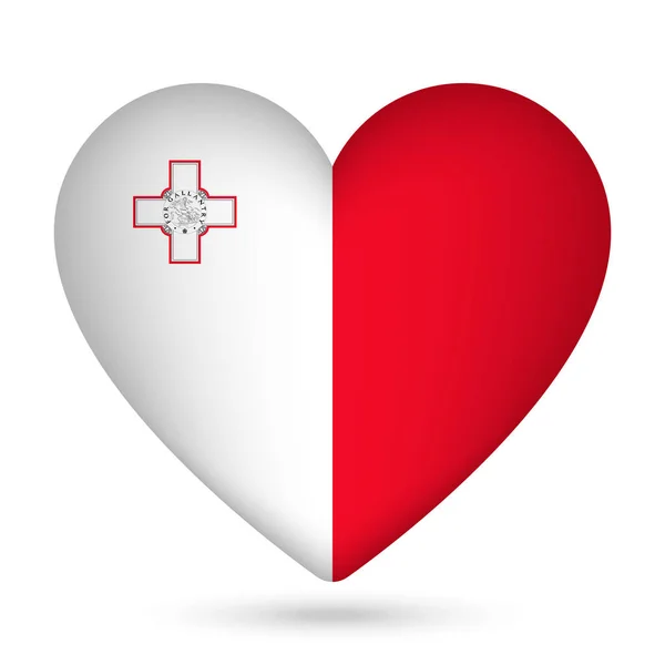 Malta Flagge Herzform Vektorillustration — Stockvektor