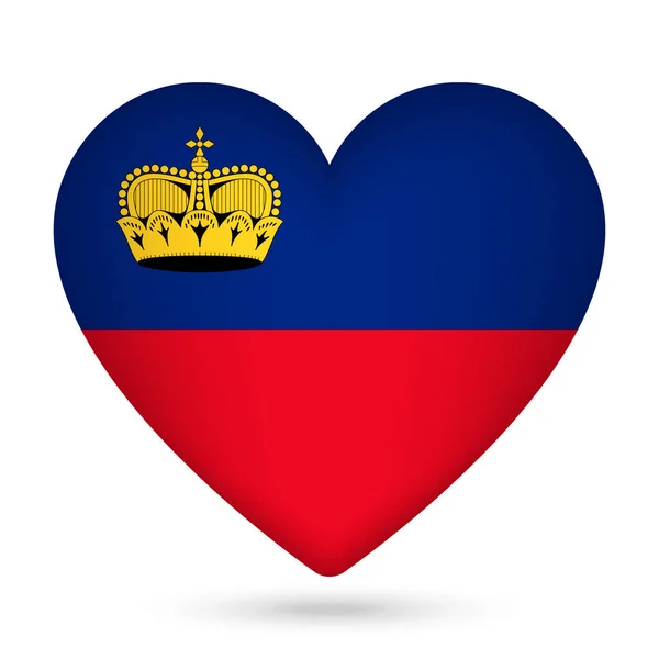 心臓の形をしたリヒテンシュタイン国旗 ベクターイラスト — ストックベクタ