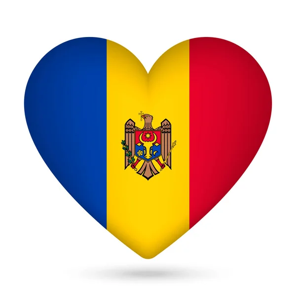 Flaga Mołdawii Kształcie Serca Ilustracja Wektora — Wektor stockowy