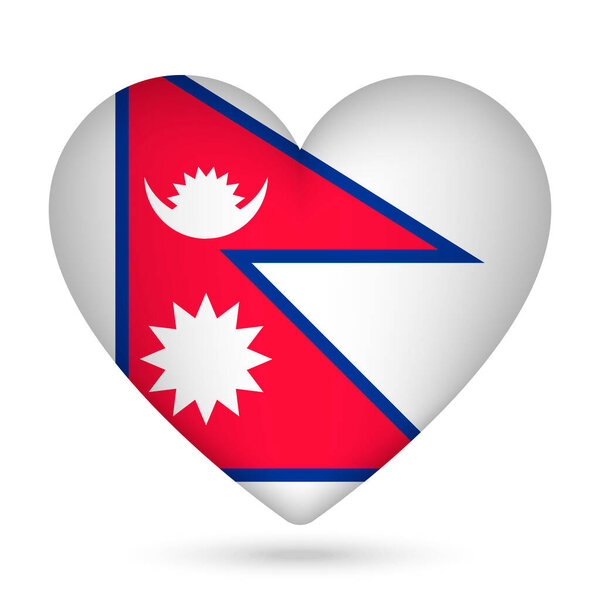 Nepal flag in heart shape. Vector illustration.