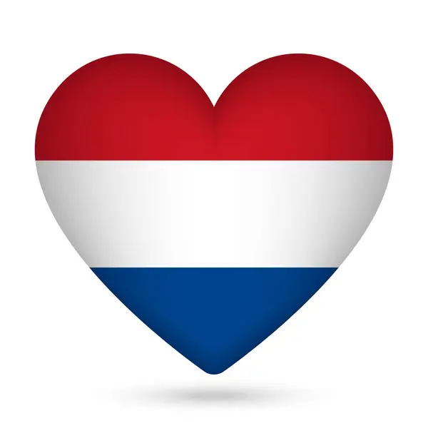 Kalp Şeklinde Hollanda Bayrağı Vektör Illüstrasyonu — Stok Vektör