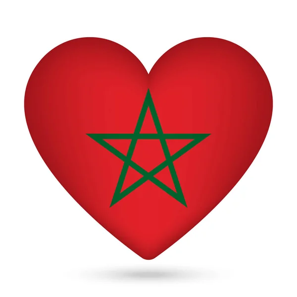 Flaga Maroka Kształcie Serca Ilustracja Wektora — Wektor stockowy
