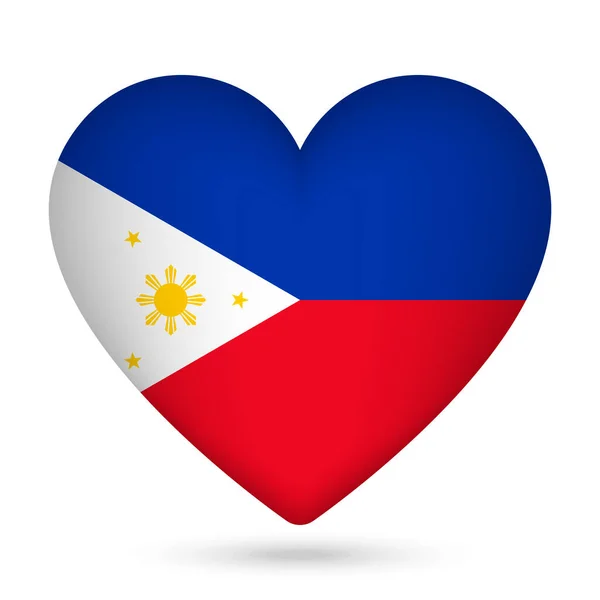 Filippine Bandiera Forma Cuore Illustrazione Vettoriale — Vettoriale Stock