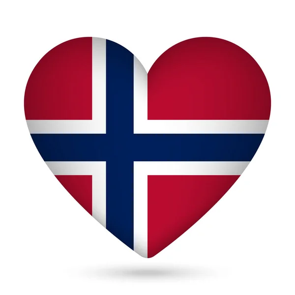Flaga Norweska Kształcie Serca Ilustracja Wektora — Wektor stockowy