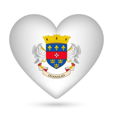 Aziz Barthelemy bayrağı kalp şeklinde. Vektör illüstrasyonu.