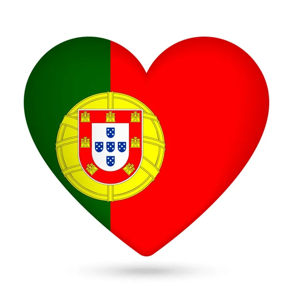 Португальский Флаг Форме Сердца Векторная Иллюстрация — стоковый вектор