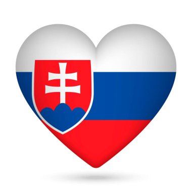 Kalp şeklinde Slovakya bayrağı. Vektör illüstrasyonu.