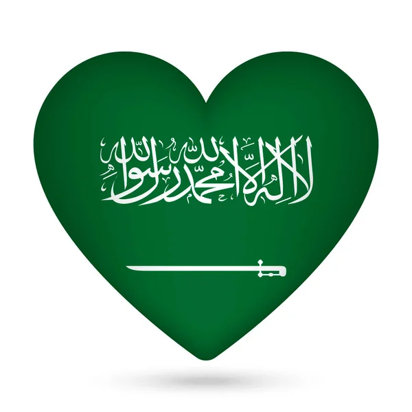 Σημαία Σαουδικής Αραβίας Σχήμα Καρδιάς Εικονογράφηση Διανύσματος — Διανυσματικό Αρχείο
