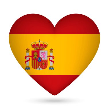 İspanya bayrağı kalp şeklinde. Vektör illüstrasyonu.