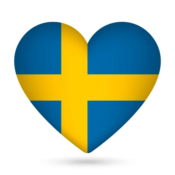 Svédország Zászló Szív Alakú Vektorillusztráció — Stock Vector