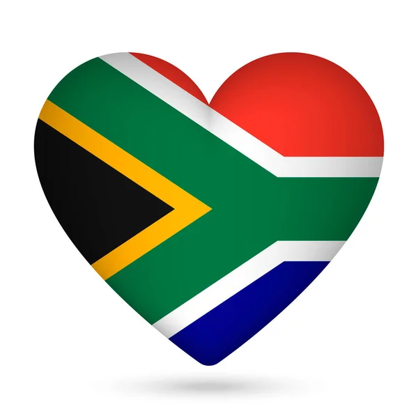 South Africa Flag Heart Shape Vector Illustration — Stock Vector