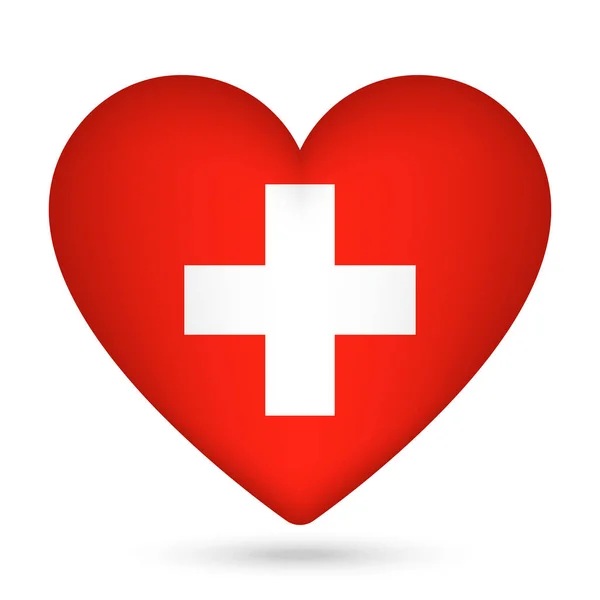 Švýcarská Vlajka Tvaru Srdce Vektorová Ilustrace — Stockový vektor