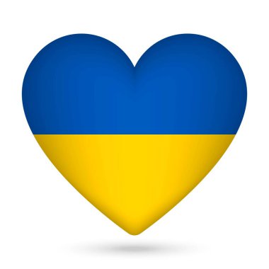 Kalp şeklinde Ukrayna bayrağı. Vektör illüstrasyonu.