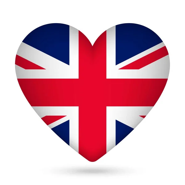 Флаг Великобритании Форме Сердца Векторная Иллюстрация — стоковый вектор