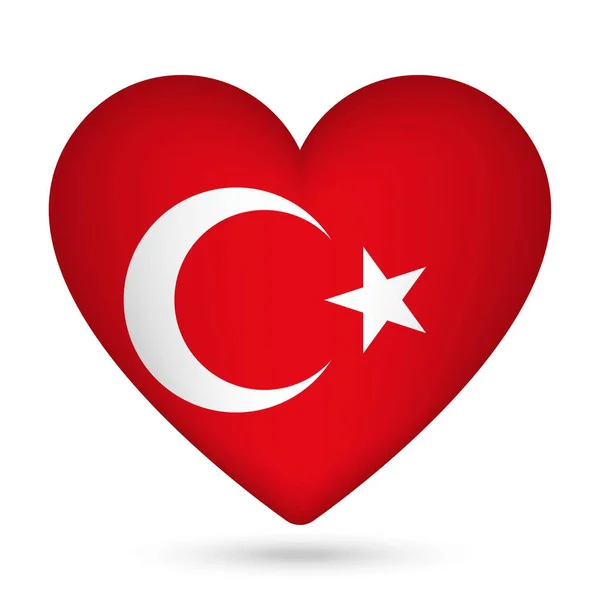Bandiera Turchia Forma Cuore Illustrazione Vettoriale — Vettoriale Stock