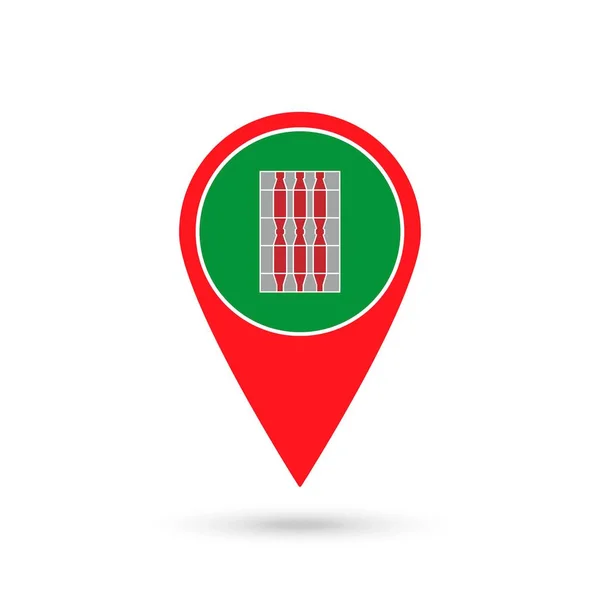 Pointeur Carte Avec Drapeau Ombrie Région Italie Illustration Vectorielle — Image vectorielle