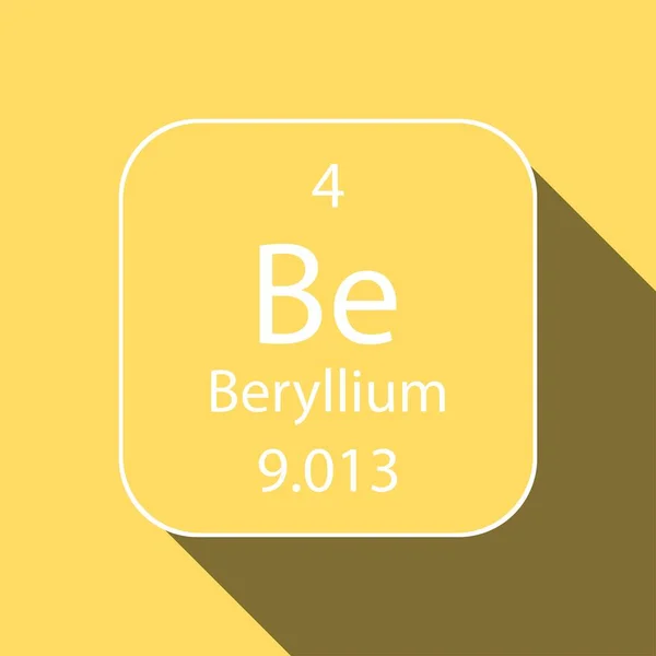 長い影のデザインのベリリウム記号 周期表の化学元素 ベクターイラスト — ストックベクタ