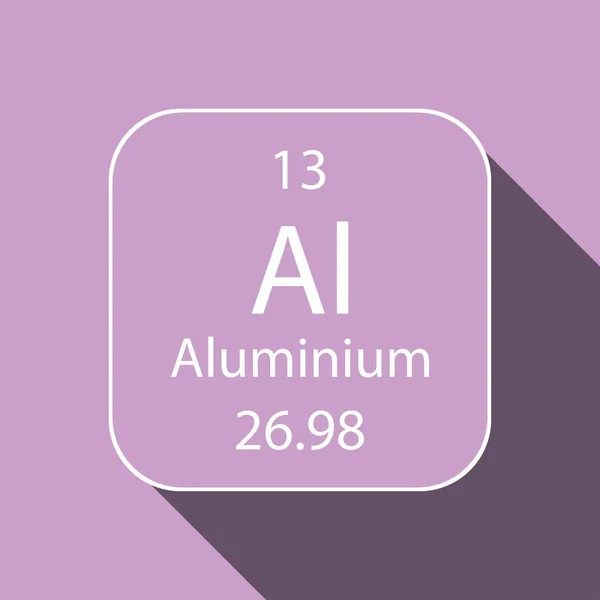 Aluminium Symbol Long Shadow Design Chemical Element Periodic Table Vector — Stock Vector