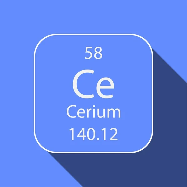 Cerium Symbool Met Lange Schaduw Ontwerp Chemisch Element Van Het — Stockvector
