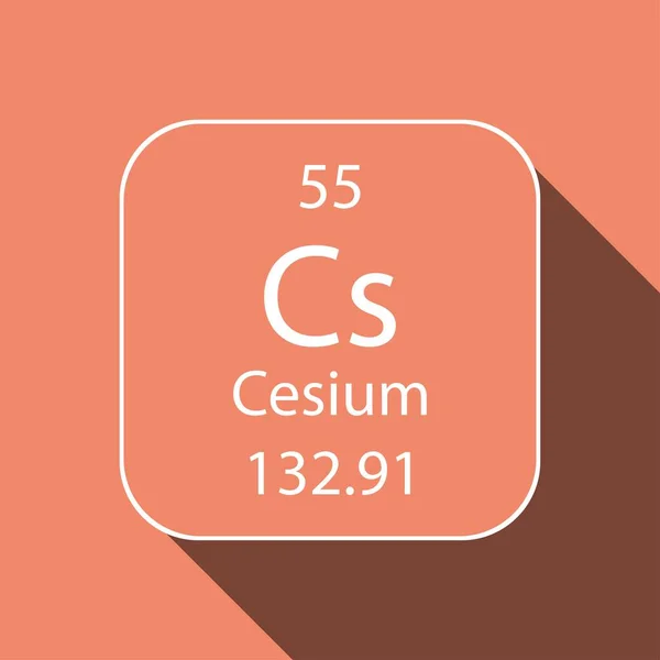 Simbol Cesium Dengan Desain Bayangan Panjang Unsur Kimia Dari Tabel - Stok Vektor